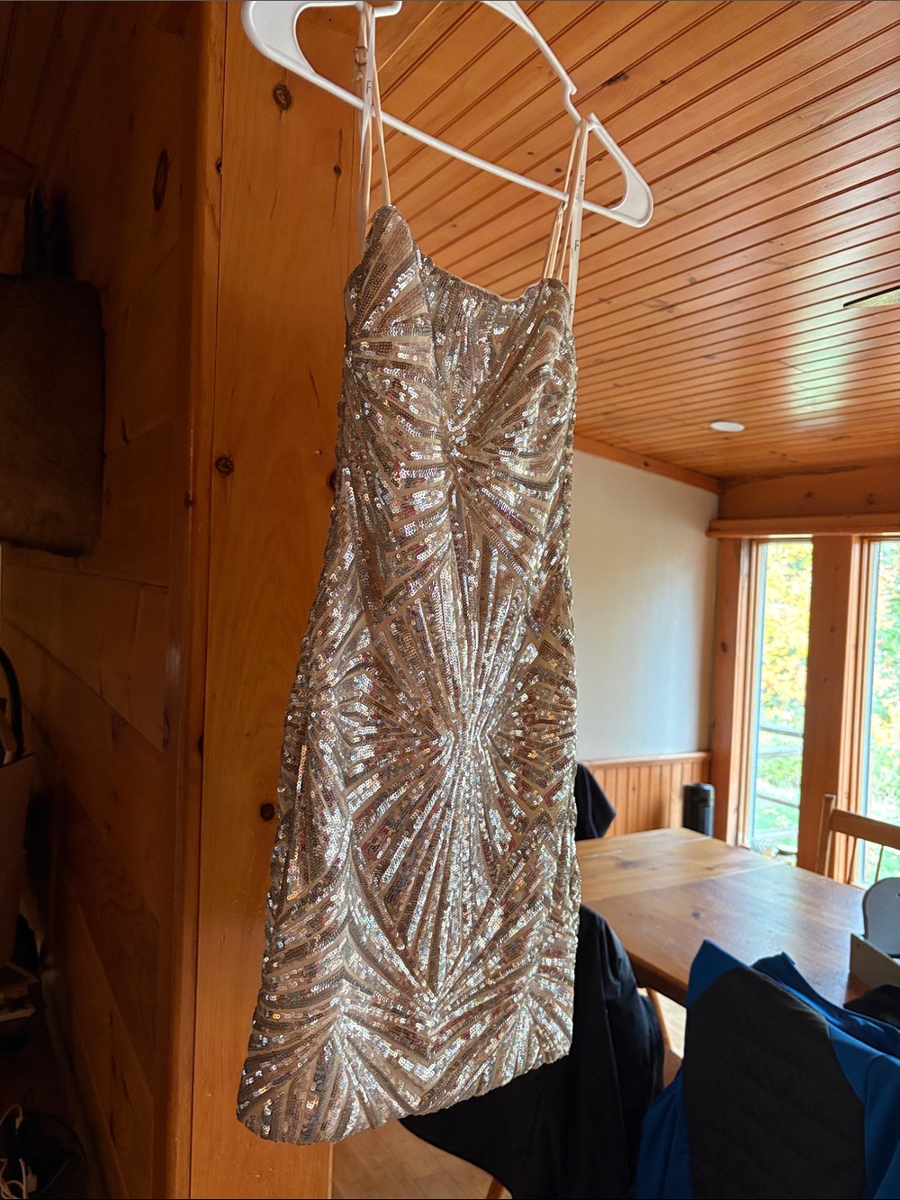 Lulu's Champagne Sequin Mini Slip Dress